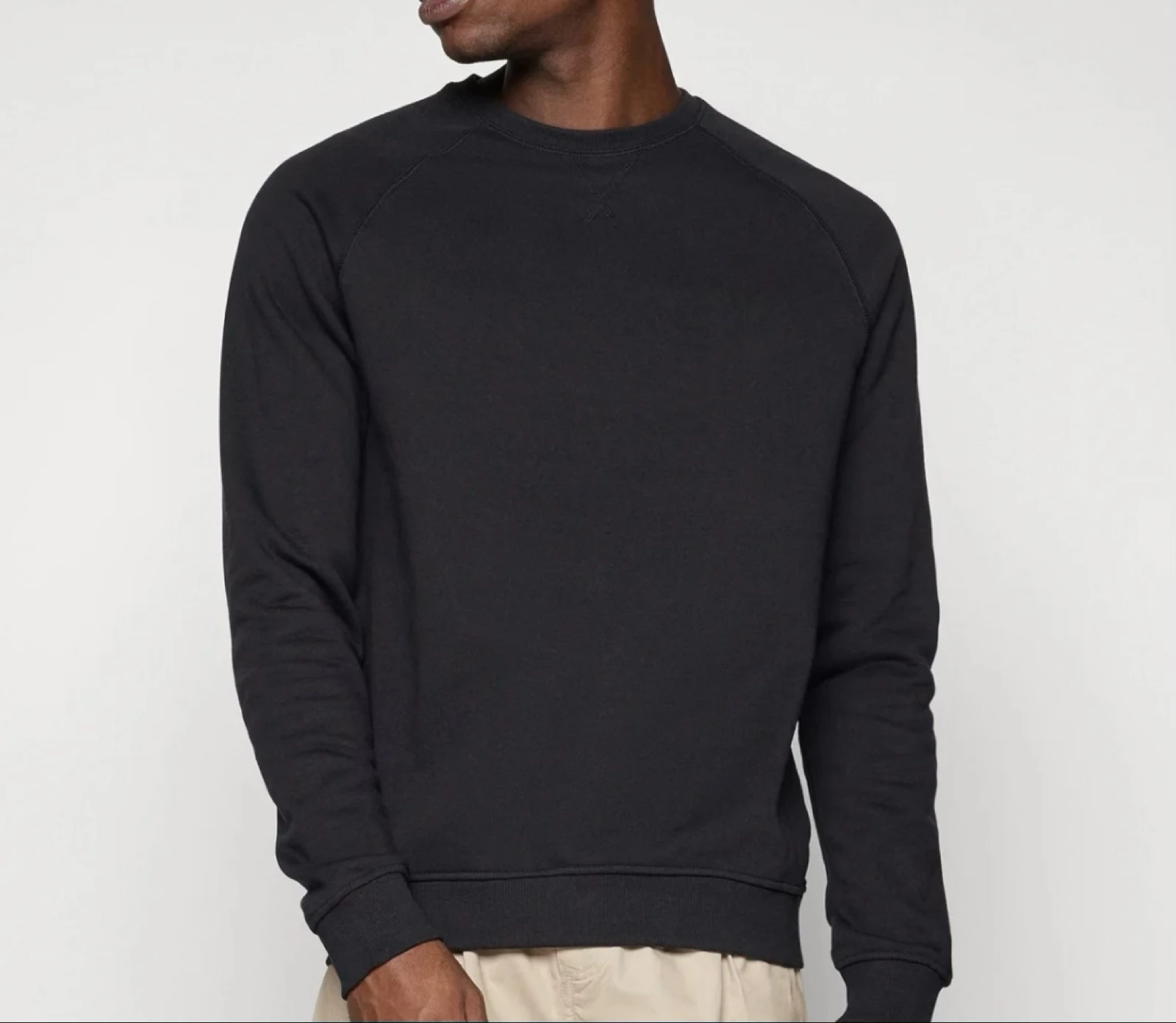Men's Black Crew Neck Sweatshirt Simple & Premium